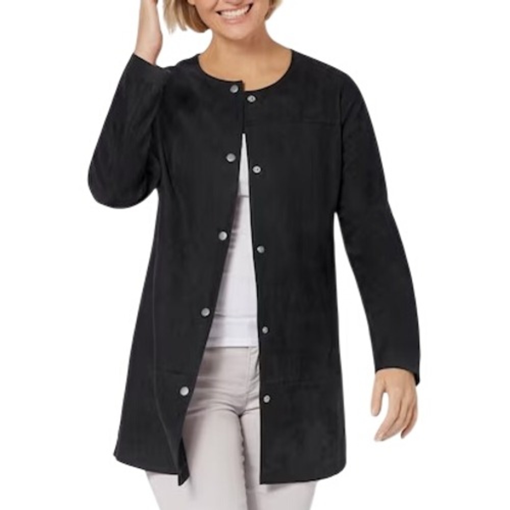 Philosophy Women's M Black Faux Suede Blazer Coat Polyester Spandex